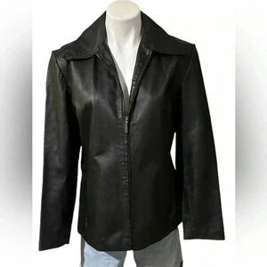 A Colebrook and company black leather women’s jacket.